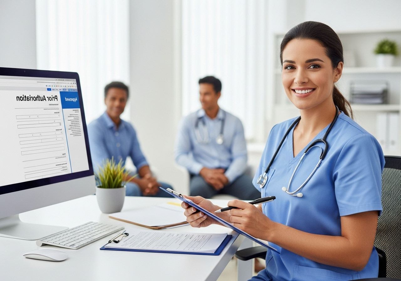 Healthcare prior authorization specialists managing medical prior authorization and insurance eligibility verification.